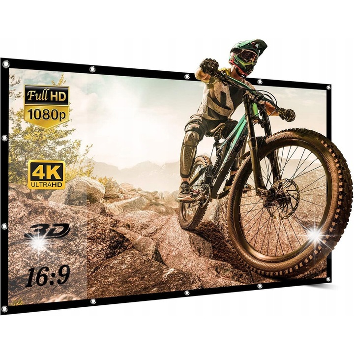 Преносим прожекционен екран 332x186cm, 150 инча, 16:9, полиестер, лесен за транспортиране