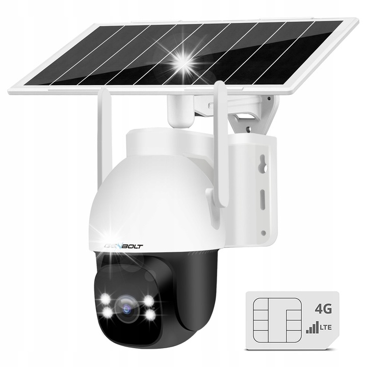 Camera de supraveghere solara 4G GENBOLT, 2K, 3MP, rotativa, nocturna color, IP66