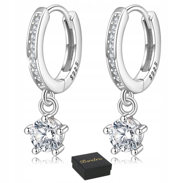 Cercei din argint 925 cu zirconii AAAA, design elegant, Bsrebra