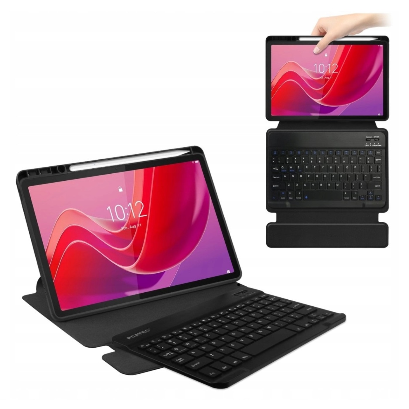 Husa tableta cu tastatura Bluetooth EtuiTab pentru Lenovo Idea Tab ZAFR0378PL 11", roz, 18mm grosime, functie suport