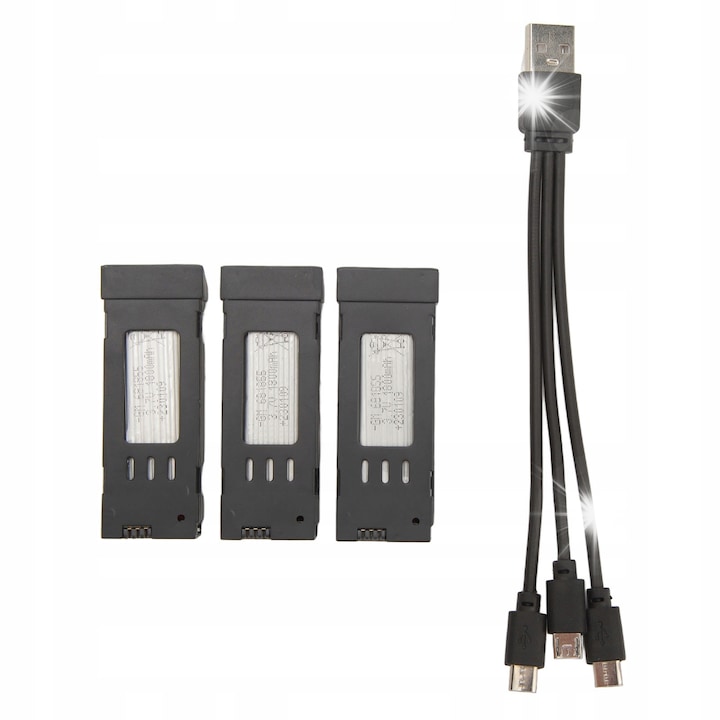 Set 3 baterii litiu 1800mAh 3,7V pentru drone E58 L800 JY019 S168