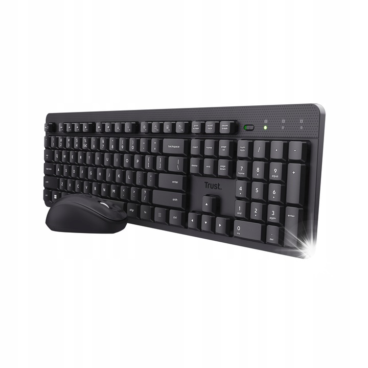 Set tastatura si mouse wireless, 104 taste, QWERTY, 800-1600 DPI, negru, 42,2x13,6x3,7cm