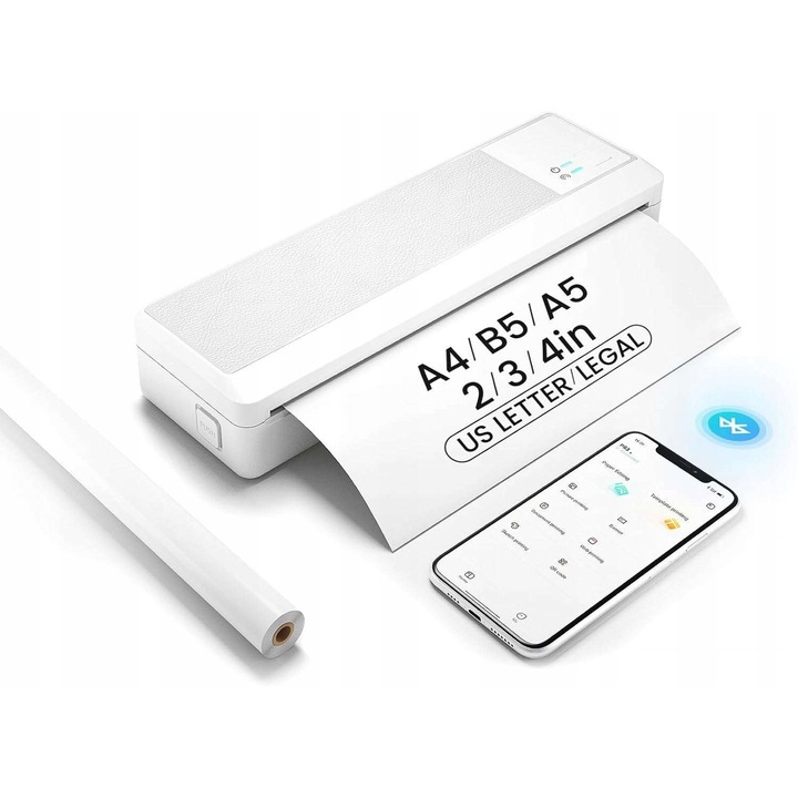 Преносим термопринтер Vretti P83, Bluetooth, 2600 mAh, бяло-сив, A4