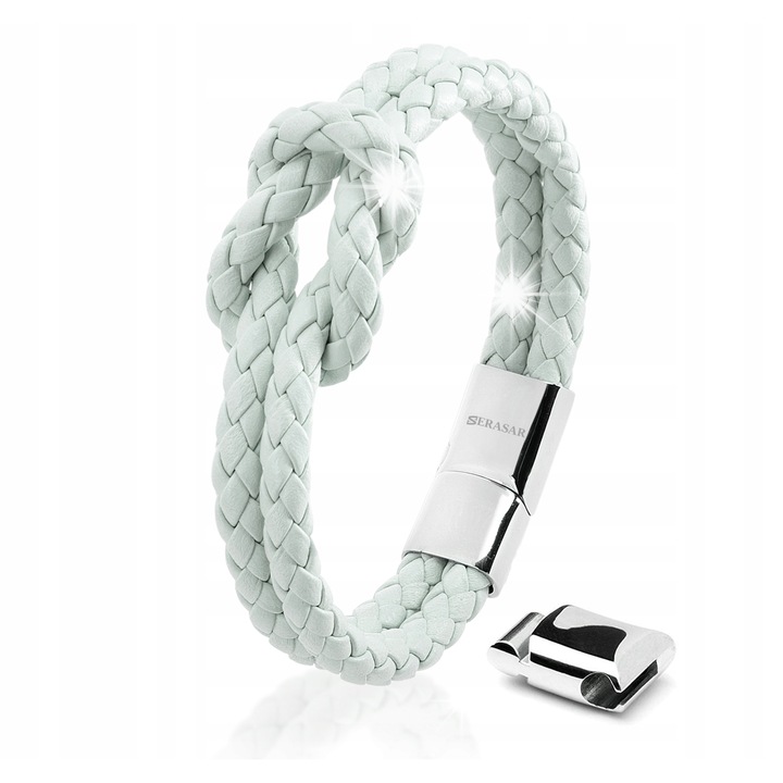 Bratara din piele SERASAR, albastru, 20cm