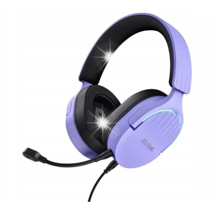 Trust GXT 490P Fayzo PC Gamer Fejhallgató, lila, 2m kábel, levehető mikrofon, virtuális 7.1 hangzás