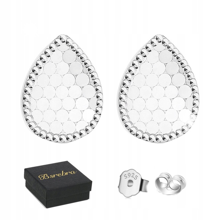 Cercei dama, Bsrebra, argint 925, 7.7x8.2mm, hipoalergenici