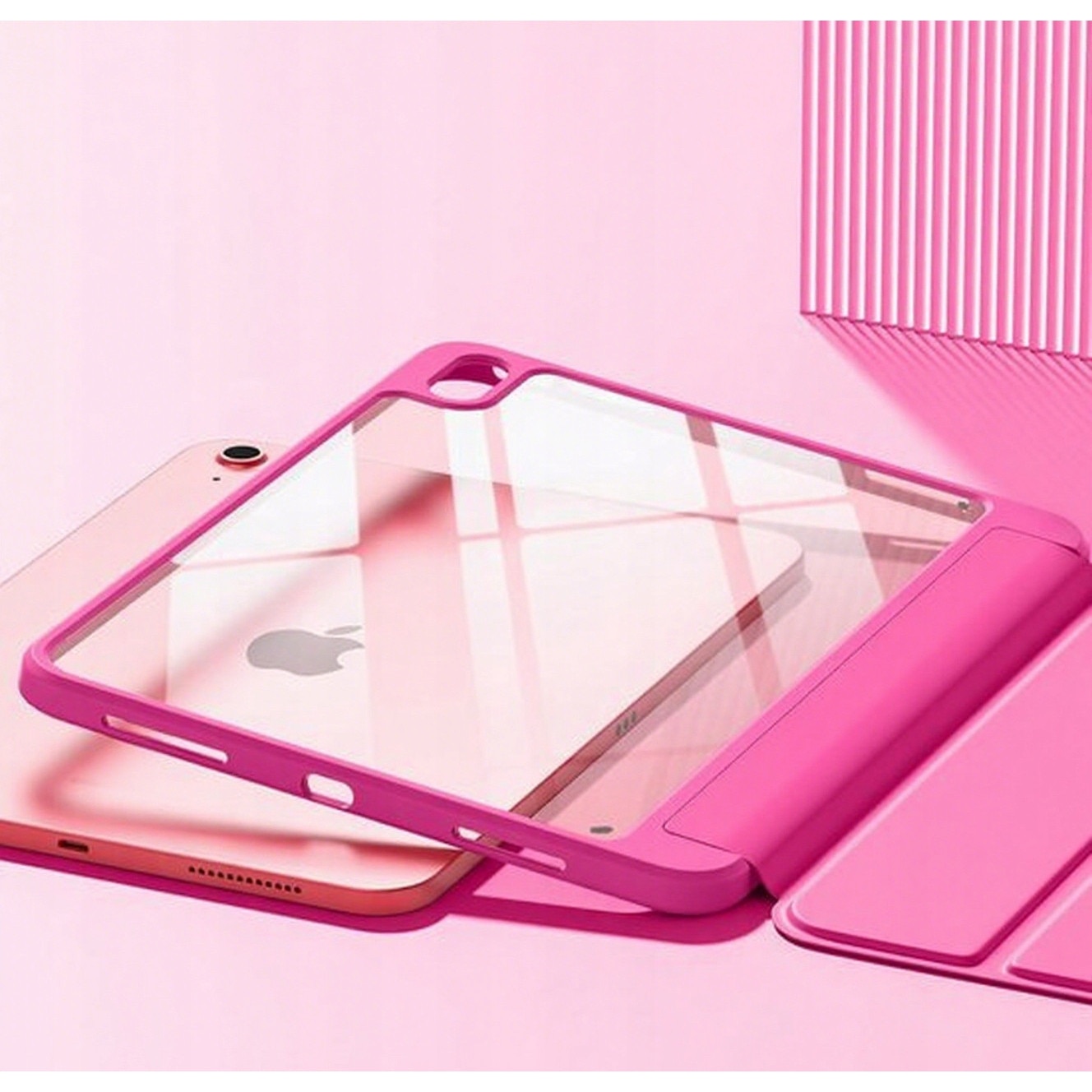 Husa tableta, Sounix, pentru iPad 10.9 (2022) si iPad 11 (2025), roz, ultra-subtire, cu suport si protectie completa