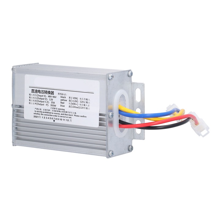 Inverter auto 48V-96V la 12V 25A, 300W, aluminiu, rezistent la apa