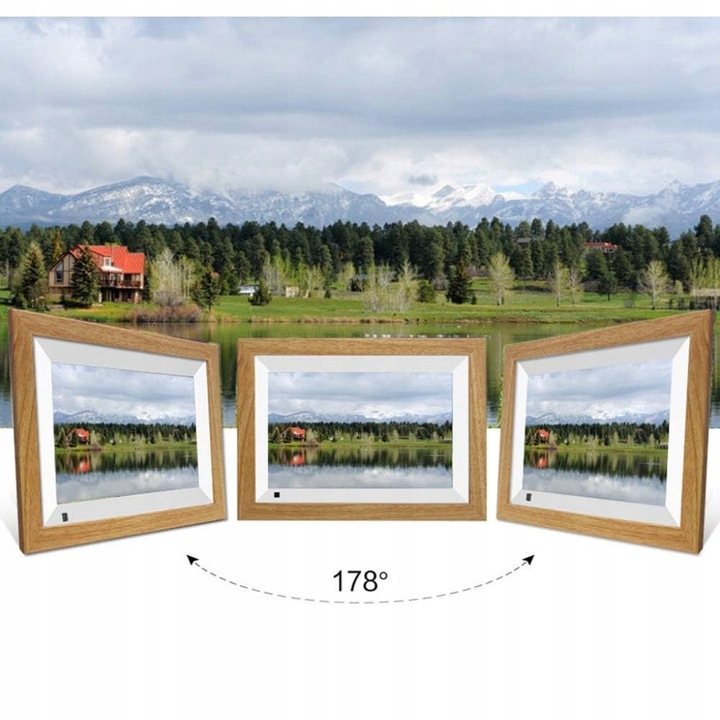 Цифрова фоторамка 10.1", 32GB, WiFi, HD, дърво