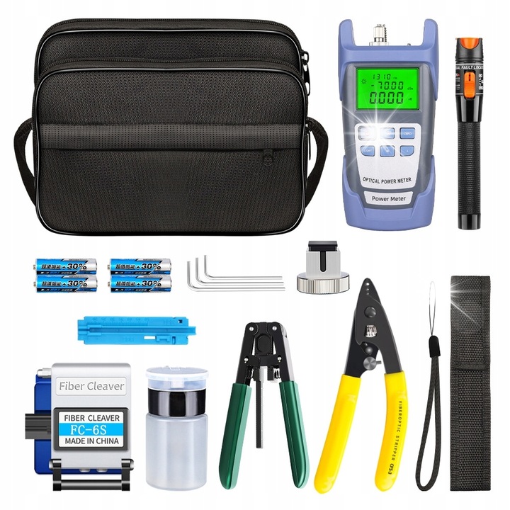 Set unelte de masura, Masurator optic, 15 piese, cablu de fibra optica, cutie de transport