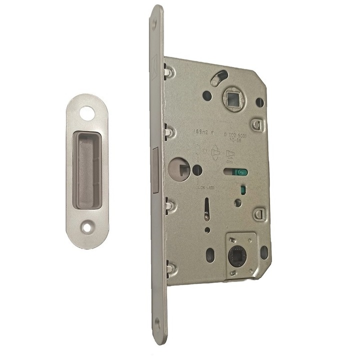 Încuietoare magnetică Bonaiti Forty NG, pentru WC 96 mm, cu placă de închidere GM80, crom mat