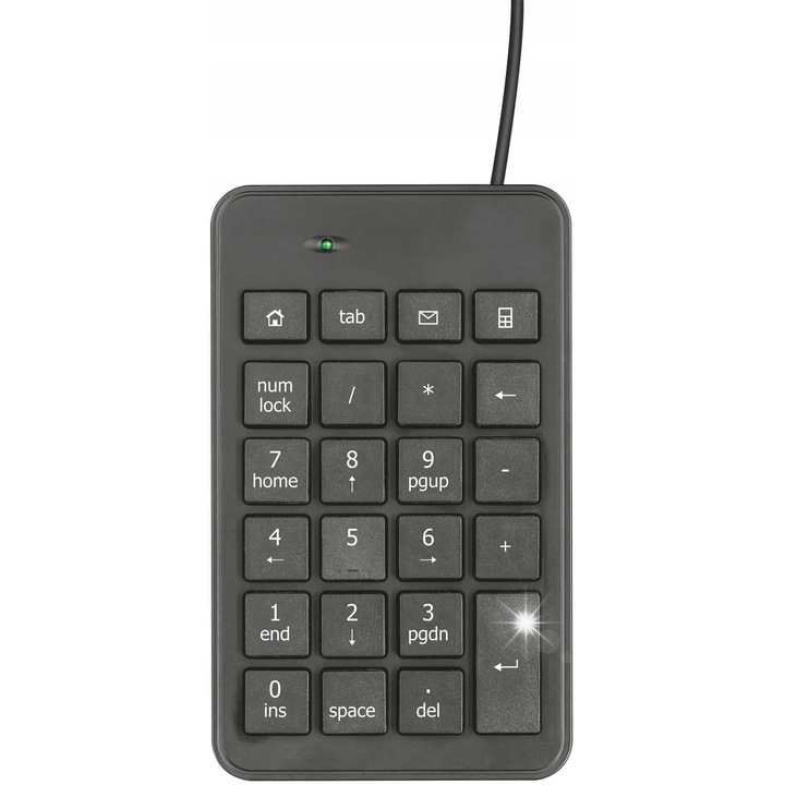 USB цифрова клавиатура, Xalas, черна, 1,5м