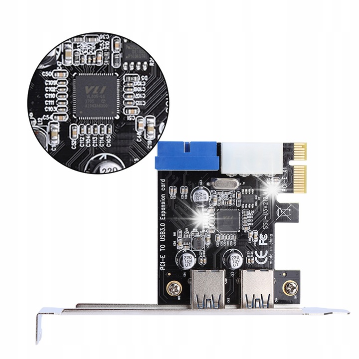 Controler adapter PCI-E pentru extensie USB 3.0, 2 porturi, 5 Gb/s, 20pin