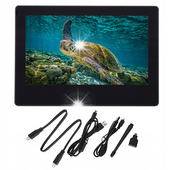 7 hüvelykes LCD monitor Raspberry Pi-hez, 1024x600, HDMI-vel, kapacitív érintőképernyővel, komplett készlet