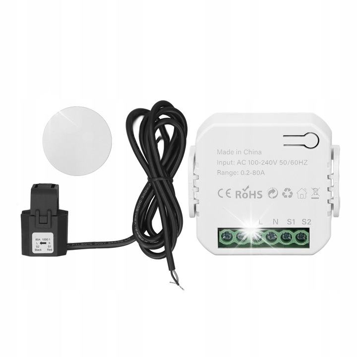 Contor inteligent de energie WiFi 0,2A-80A, AC 100-240V, 50-60Hz, set cu senzor si instructiuni