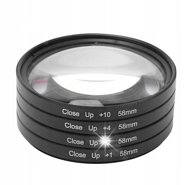 Zestaw filtre macro 58mm, +1 +2 +4 +10, sticla optica