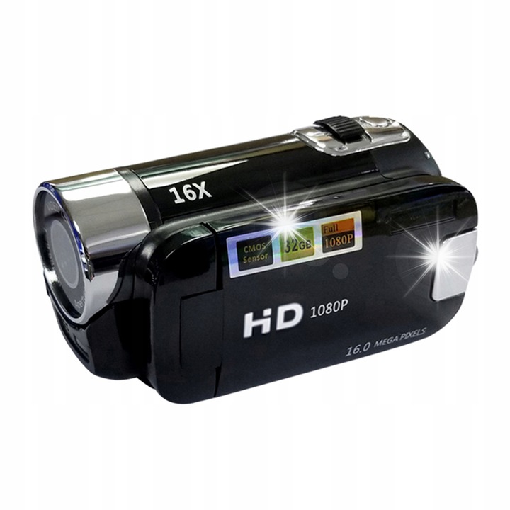 Camera video digitala HD Allocacoc 16X, neagra, set complet, 2,7 inch display