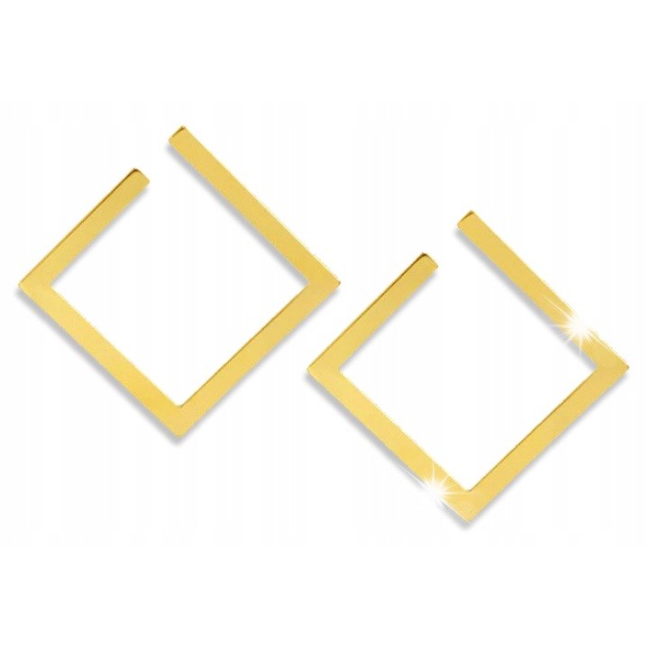 Cercei dama placati cu aur Lovrin, design geometric, 4x4cm