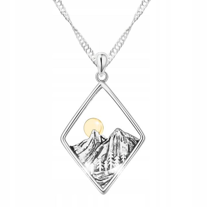 Colier din argint 925 Larezo, 42cm, antialergic, cu cristale, ambalaj de cadou