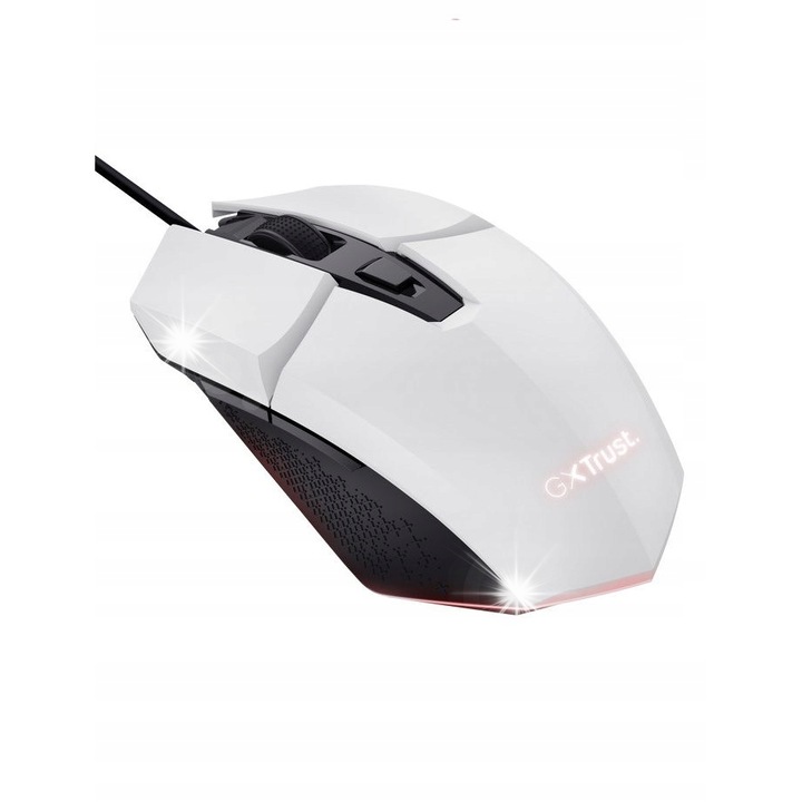 Mouse gaming Trust GXT 109W Felox, cablu USB, 6400 dpi, alb, 131x70x42mm