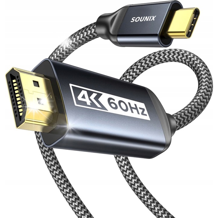 Кабел USB-C към HDMI 4K 60Hz, 2M, съвместим с устройства Apple и Steam Deck