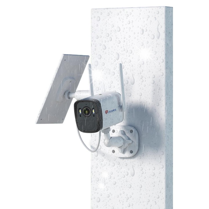 Camera de supraveghere Ctronics solara externa WiFi, 6000mAh, 3W