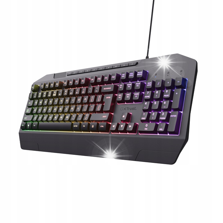 Claviatura gaming, Trust GXT 836 Evocx, membrana, iluminare RGB, 114 taste, USB, 45,4x3,5x19,3cm
