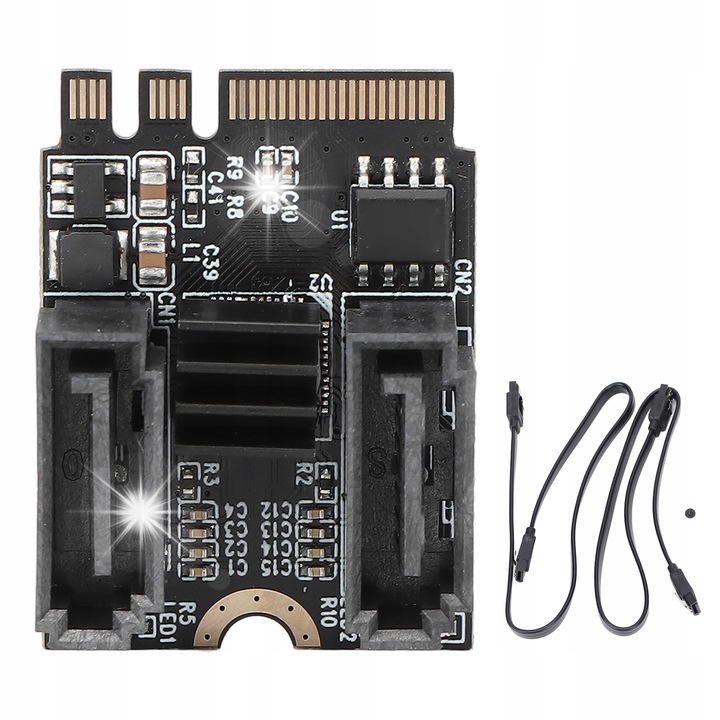 Adaptor HDD M2 la SATA 3.0, 6Gbps, chipset JMB582, 2 porturi, compatibila cu Windows si Linux