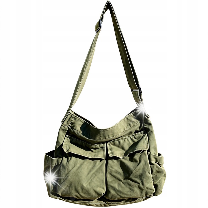 Iskolai futártáska, vintage, zöld