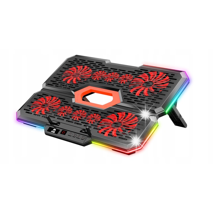 Racitor laptop AABCOOLING EFFECTUM, 10 ventilatoare, RGB, 9-17 inch, 394x283x30mm, set complet