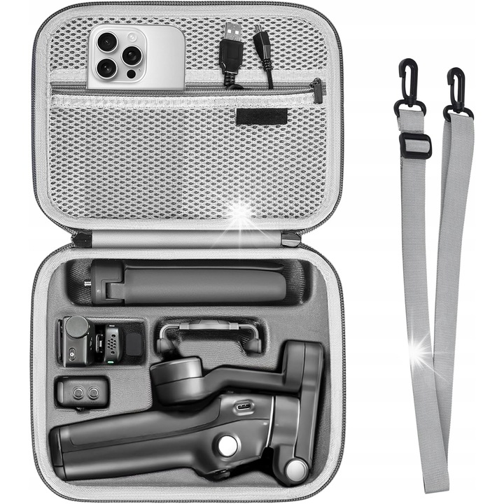 Калъф за съхранение STARTRC за кардан DJI Osmo Mobile 7/7P, PU материал, интериор от ликра, 26x15x8см, тъмно сиво/черно