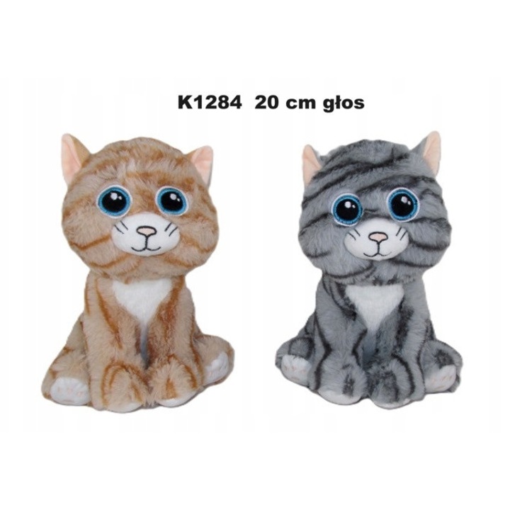 Plush Kitten K-1284 cu Sunet, 20cm, 2 Culori