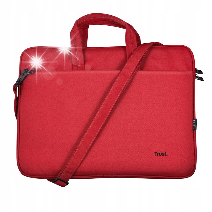 Trust laptop táska, 16 hüvelykes, piros, mérete 41x29x4cm, újrahasznosított anyag