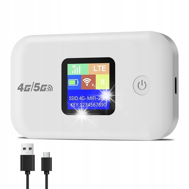 Мобилен 4G WiFi рутер, 150 Mb/s, батерия 3000 mAh, бял, 98x59x15mm
