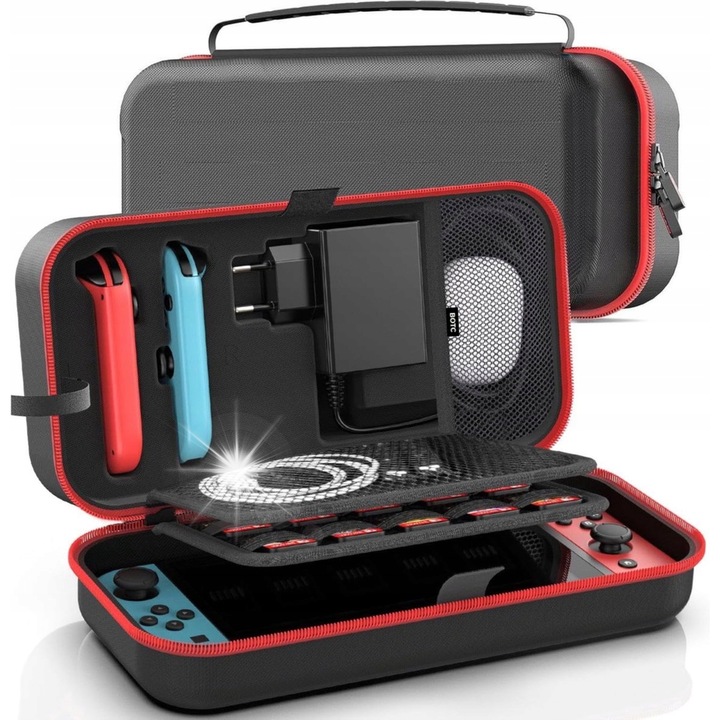 Torba de protectie pentru Nintendo Switch, impermeabila, cu compartimente pentru Joy-Con, set compact