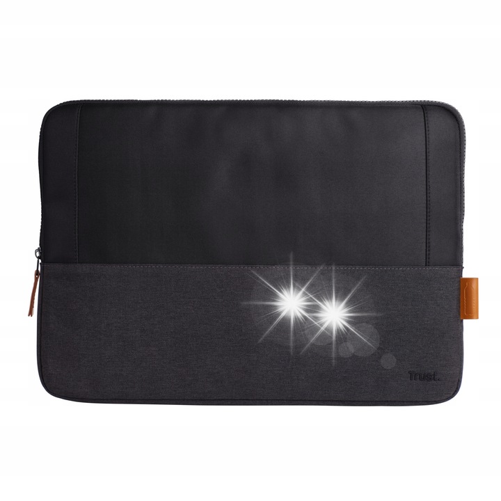 Trust laptop táska, 16 hüvelykes, fekete, méretei 40x28,5x2,5cm, újrahasznosított anyag