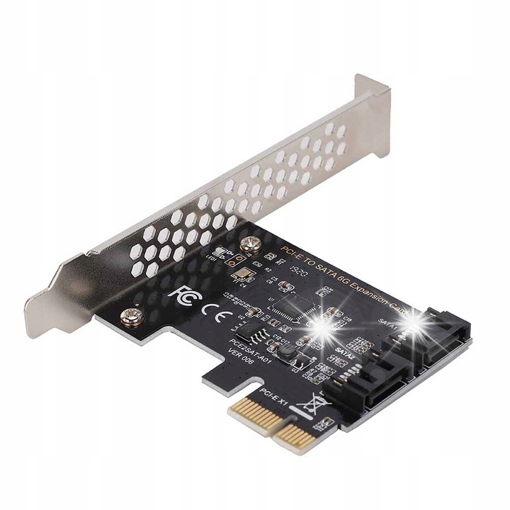 Лента PCI-E към SATA 3.0, 2 порта, 6Gbps, съвместима с Win XP/7/8/10/11