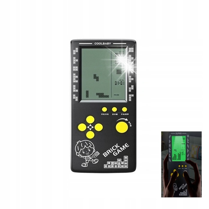 Consola de jocuri Tetris RS-100, 4,1 inch, ABS, negru, 17,9x8,2x2cm