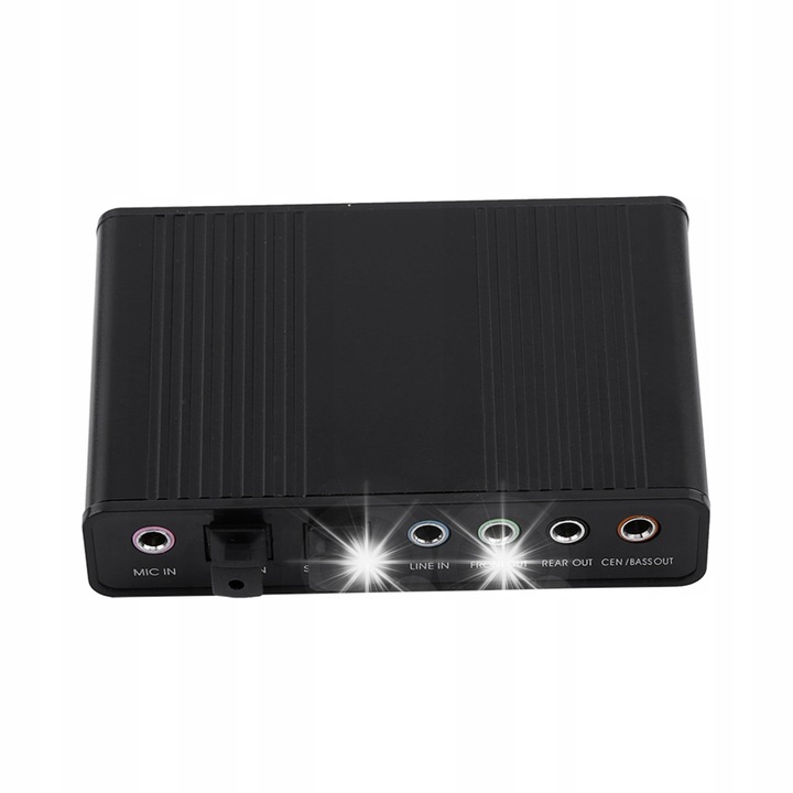 Carda sunet USB 6 canale, adaptor audio SPDIF, negru, 8.8x6x2cm