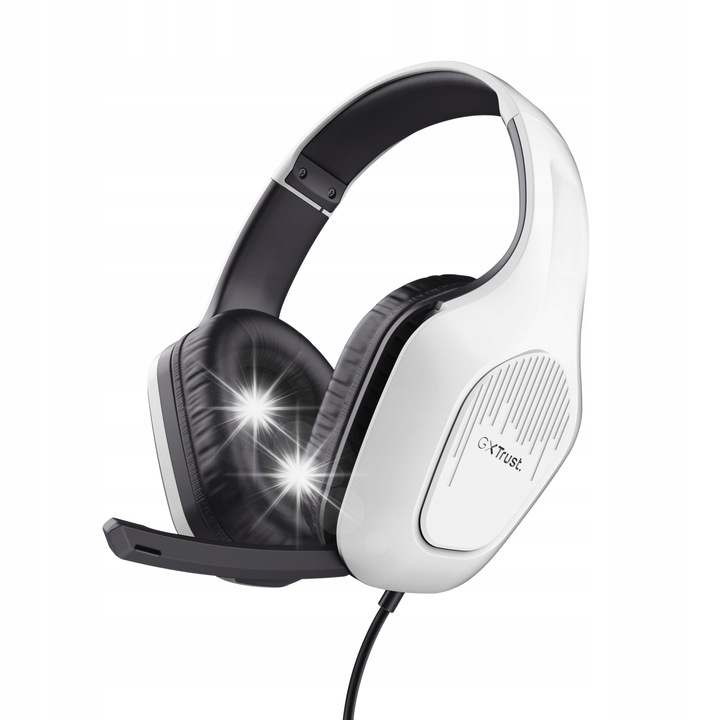 Gamer fejhallgató, Trust, GXT 418W Rayne, 50mm, fehér, 17x20x8,5cm