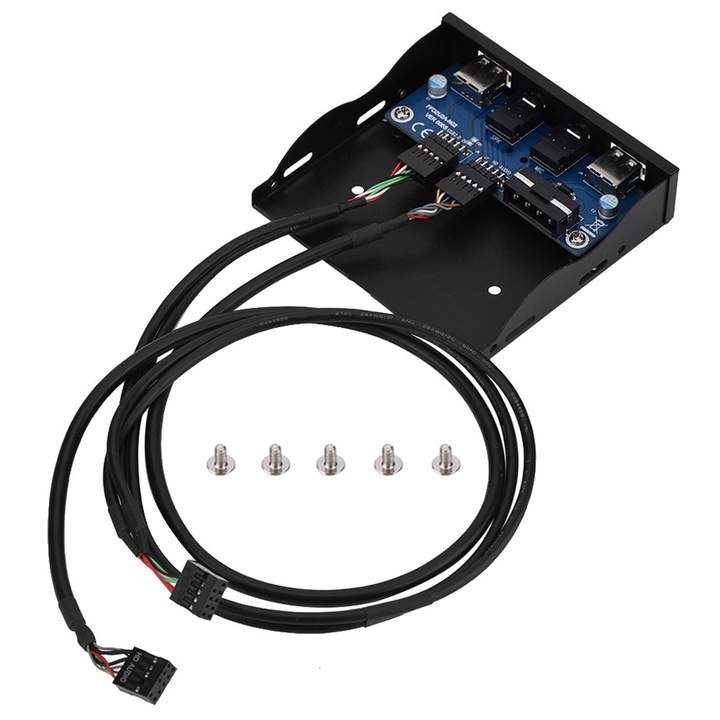 Panel front USB 2.0, FFD2U2A-N02, 2 interfete USB, 1 interfata audio, 1 interfata microfon, metal, 10x9,5x2,5cm