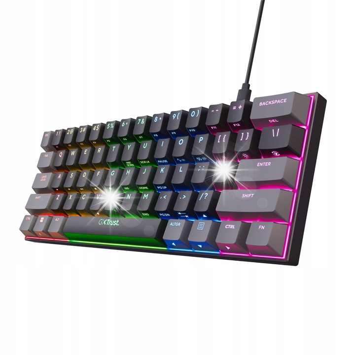 Tastatura mecanica gaming 60%, iluminare RGB, 87 taste, 29x10x4cm