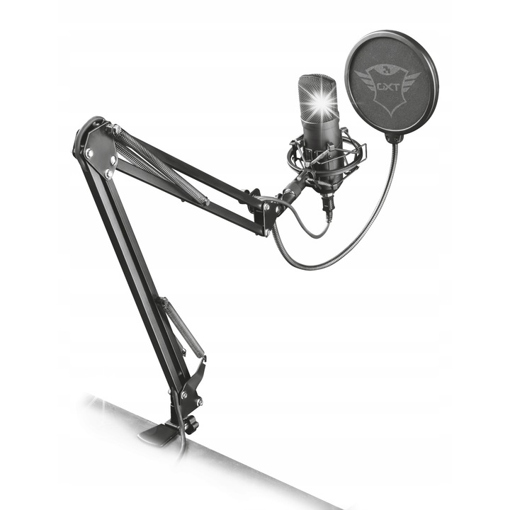 Microfon profesional Trust GXT 252+, USB, caracteristica cardioida, suport reglabil, 35x40cm