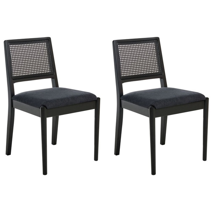 Set de 2 scaune dining Beliani, lemn negru, stil retro, 55x47x80cm