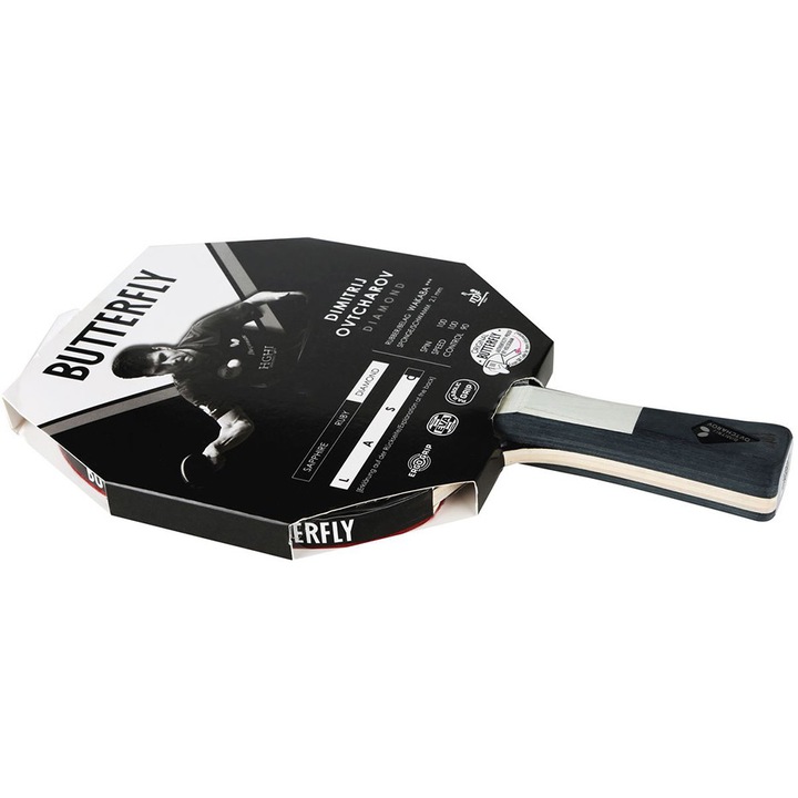 Paleta tenis de masa Butterfly, 5 straturi, 2,1 mm, Concave, negru