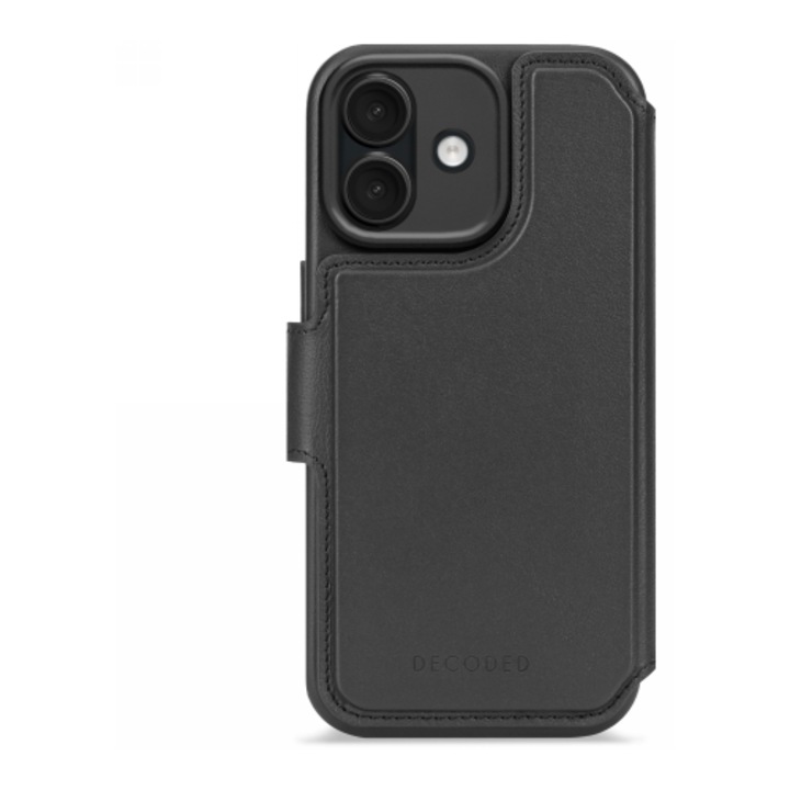 Carcasa flip cover Decoded Leather Detachable Wallet cu MagSafe compatibila cu iPhone 17, Negru