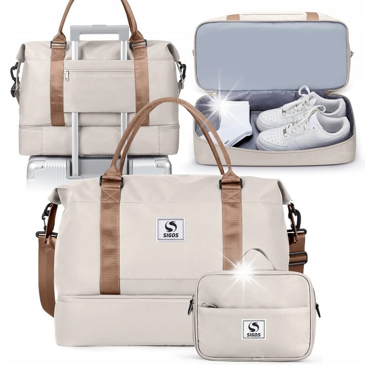 SIGOS sport utazótáska, vízálló, 47x37x22cm, kozmetikai táskával együtt