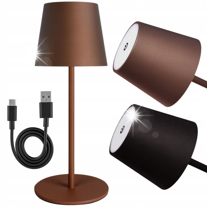 Lampa LED TS2237, DDOO, neagra sau maro, control tactil, incarcare USB-C, 27x10,8cm, set cu cablu USB-C