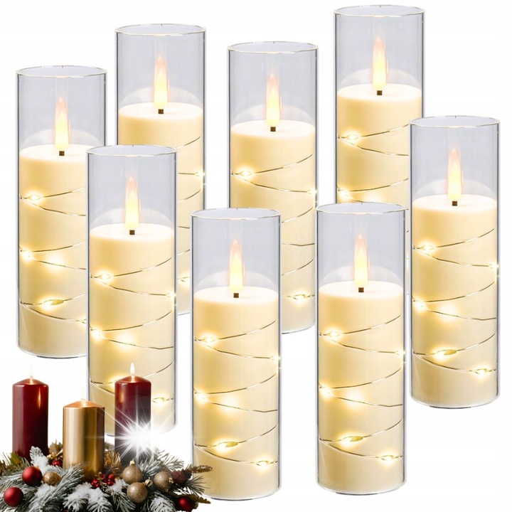 8 db LED elektromos gyertya szett, 17,5 cm, DDOO, lánghatás