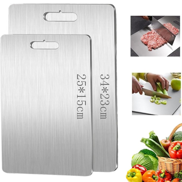 Tocator din titan set 2 bucăți, 34x23cm + 25x15cm, fără BPA
